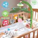 Baby Crib Mobile with Music and Lights, Nursery Baby Mobile for Crib Bassinet with Remote Control, Rotation, Starlight Projection, Crib Toys for Babies Boys Girls Green
