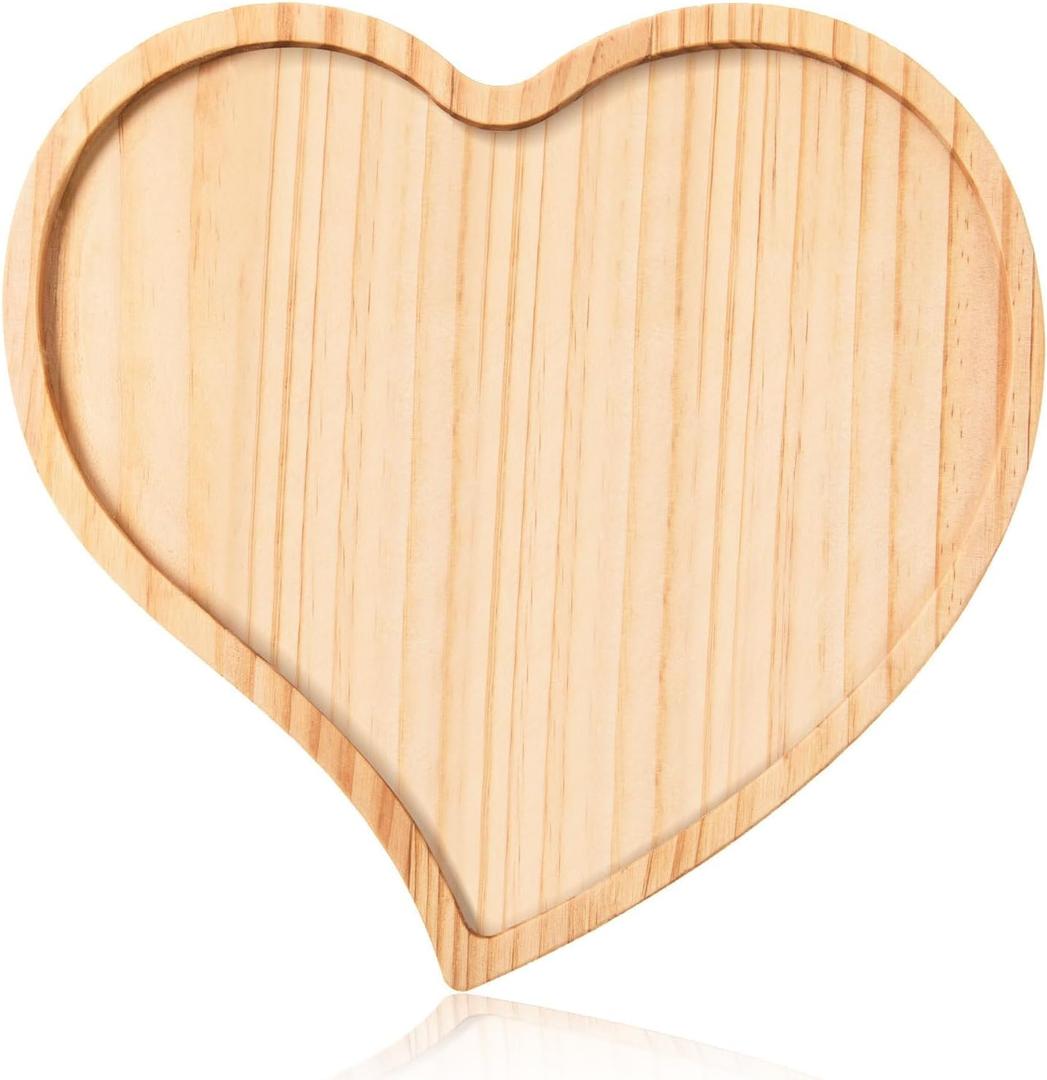 FOBSME Heart Shape Wooden Serving Platter Valentine's Day Wooden Serving Tray Heart Shape Charcuterie Board Pine Wood Snack Dish Plate for Wedding Mother's Day Housewarming Present,12.6x12.6x0.59