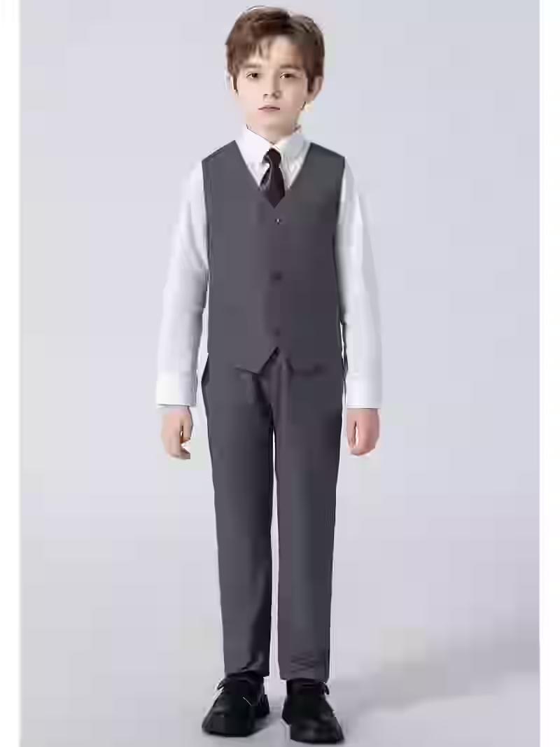 YuanLu Boys Suit Dress Clothes Ring Bearer Outfit Homecoming Dresses Boy Vest and Pants Set for Kids Wedding Tuxedo Suits, Size: 4T