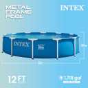 INTEX Metal Frame 12 ft x 30 in Above Ground Pool Set, Round Swimming Pool with Steel Frame