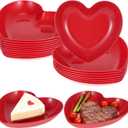 15 Pcs 8.7 Inch Red Heart Plates Modern Heart Shaped Dessert Bowls Appetizer Dishes Salad Plates for Valentine's Day Wedding Party Dinner Appetizer Dish Dipping Snack Fruit Dessert Steak Serving