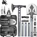 ZENHOSIT Multifunctional Folding Tactical Shovel Hatchet Combo - With Axe, Flashlight, Extension Handles - For Camping, Cycling, Hiking - 19.3-40.9 Inches