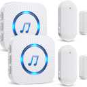 SanJie Door Chime, Door Open Contact Sensor Alarm for Business/Store/Home/Office When Entering, with 500 FT Range,26 Chimes 5 Adjustable Volume 2 Receivers +2 Sensors