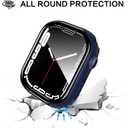 3 x YMHML Case Compatible for Apple Watch Series 9/8/7 45mm with Tempered Glass Screen Protector, Hard PC Full Touch Sensitive Protective Cover Slim Bumper for iWatch Accessories, Blue