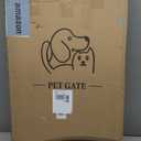 SNUOWU Full Metal Freestanding Dog Gate with Door, 36''Height Foldable Pet Dog Fence for Indoor & Outdoor, 4 Panels Extra Wide Free Standing TallDog Gates for Doorways,House,Stairs,Porch,Deck,Yard (Black)