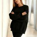 MAGICMK Womens Oversized Sweatshirts Colourful plus Size Fall Long Sleeve Sweaters tops (Black, M)