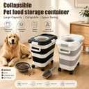 Dog Food Storage Container with Wheels, Foldable Airtight Pet Food Bin with Locking Clips and Transparent Top Lid, Space Saving Storage for Dog Food, Cat Food and Dry Pet Supplies (White)