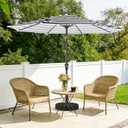 MEWAY 9ft Patio Umbrella Outdoor Table Umbrellas with Push Button Tilt and Crank, Market Umbrella 8 Sturdy Ribs for Deck, Garden, Pool and Backyard, Black-white-striped