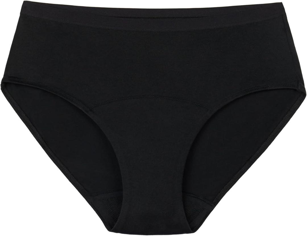 Thinx For All Leaks Hip-Hugger Underwear, Holds up to 100ml or 6tbps or 1/4 Cup Worth of Liquid*, Light Absorbency Incontinence Underwear for Women, Feminine Care, Black, L