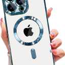 Misscase for iPhone 16 Pro Max MagSafe Case with Camera Lens Protector,Full Protection Clear Magnetic Case Compatible with MagSafe Elegant Anti-Scratch Case Cover for iPhone 16 Pro Max Blue