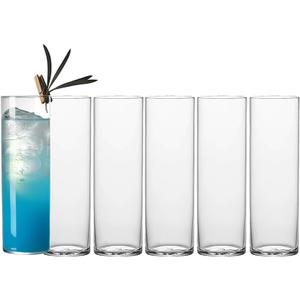 Drinking Glasses 12oz, Thin Collins Glasses Set of 6,Clear Tall Glass Cups For Water, Juice, Beer, Drinks, and Cocktails and Mixed Drinks (6pcs CollinsGlass 180mm)