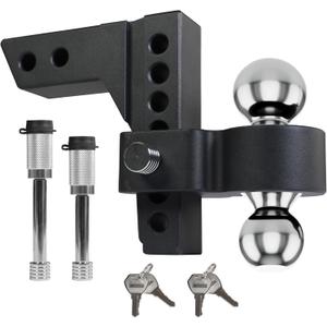 Jack Boss Adjustable Trailer Hitch, 8 Inch Drop and Rise, Fits 2 Inch & 2.3 Inch Balls Receiver, 10000 LBs GTW Aluminum Tow Hitch Ball Mount, Suitable for Most Trailers RVs Automotive
