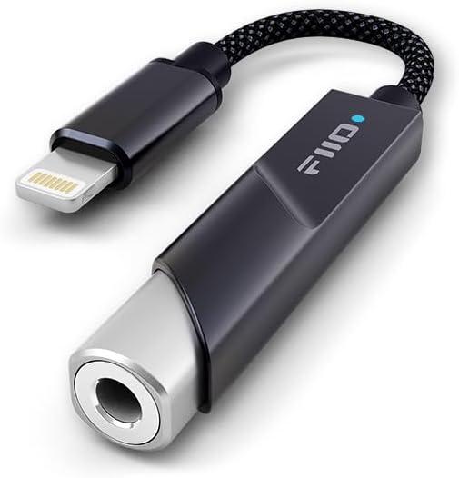 FiiO KA11 Lightning to 3.5mm Audio Adapter 32bit/384KHz, Lightning to 3.5mm USB Dongle HiFi DAC Amplifier for Android/iOS/Windows/Mac (Black, LT)