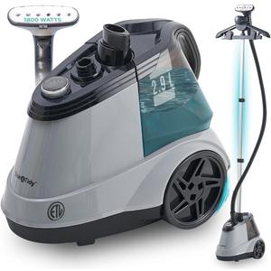 True & Tidy Heavy Duty Commercial Full Size Standing Garment Steamer for Clothes with Extra Large 2.9L (98 oz) Water Tank for 90+ mins of Steam Time, 1800 watts of Powerful Steam, 3 Settings, Gray (Commercial Garment Steamer)