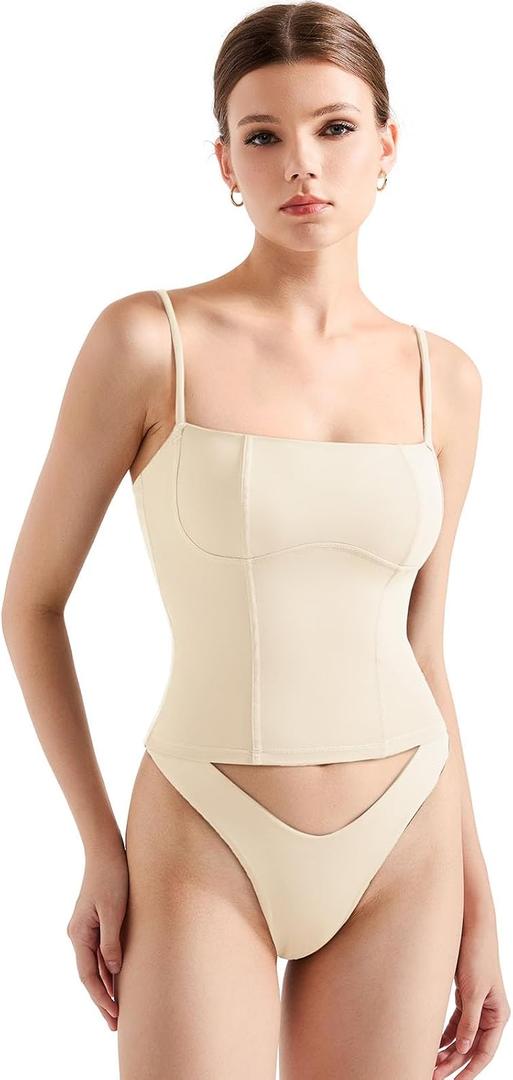 SUUKSESS Women Bustier No Boning Corset Tops Fitted Going Out Y2k Cami Tank Tops