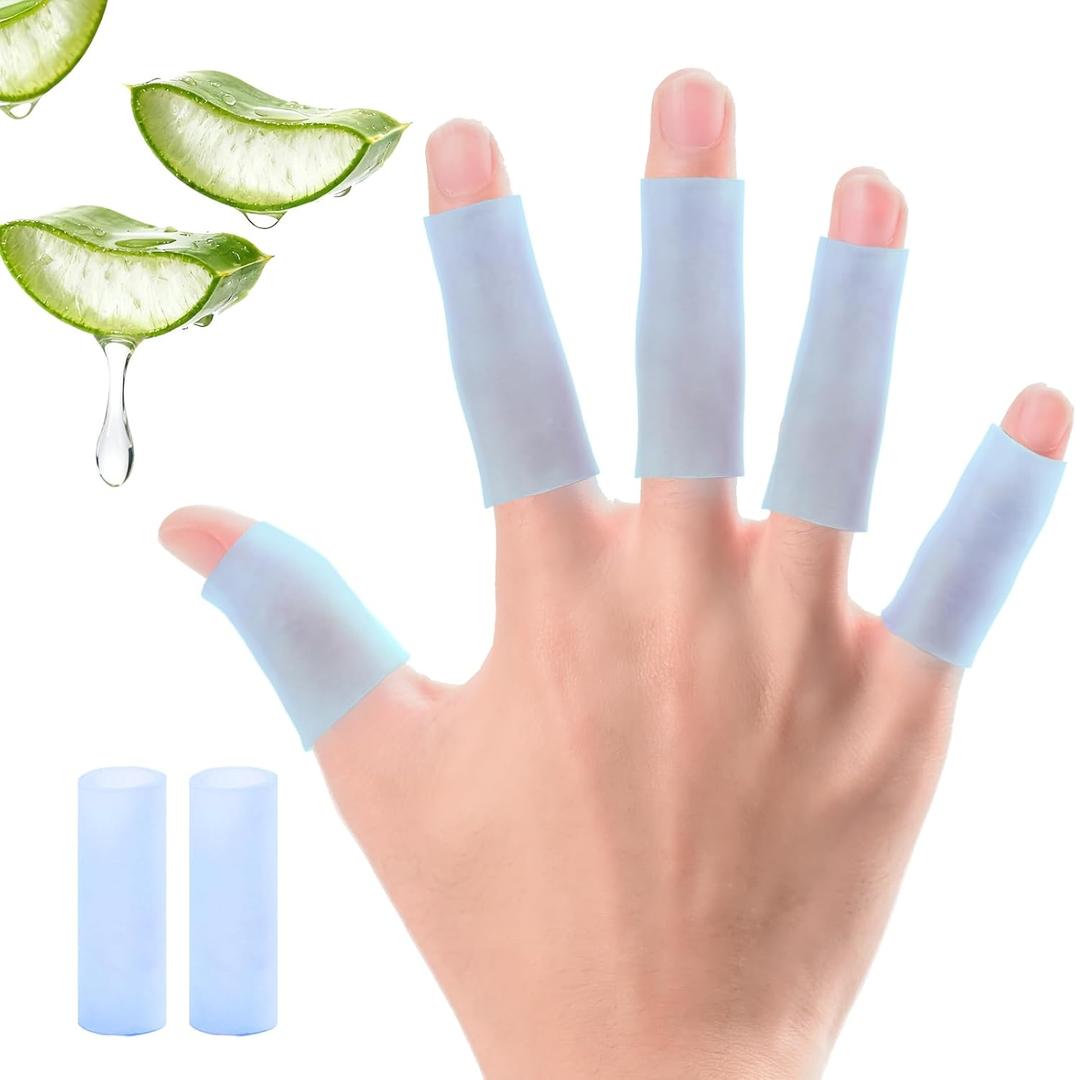Kimihome 20 PCS Gel Finger Sleeve Protectors - Silicone Finger Sleeves with Aloe Vera Extract - Finger Cots Bandages Provide Relief for Finger Cracking, Corns, Blisters and Calluses Protect (Blue)