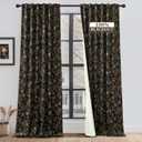 StangH 100% Blackout Floral Curtains for Living Room, Super Soft Rose Patterned Black Velvet Drapes Energy Efficient Back Tab Luxury Panels for Home Office Nursery, W52 x L90, 2 Panels