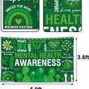 Mental Health Awareness Month Photo Booth Backdrop Green Ribbon May Motivational Decoration School Classroom Background Banner Wall Decor,3.6ft x 5.9ft