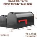 Large Mailboxes for Outside, RAINHOL Black Metal Mailbox, Galvanized Steel Post Mount Mail Box, T3 Large Capacity, 23 x 10.7 x 8.9 Inches