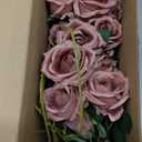 Hotop 40 Pcs Rose Artificial Flowers Bulk with Long Stem,Realistic Silk Fake Roses Bouquet for Home Wedding Centerpieces Party Table Decoration Valentines Gifts(Dusty)