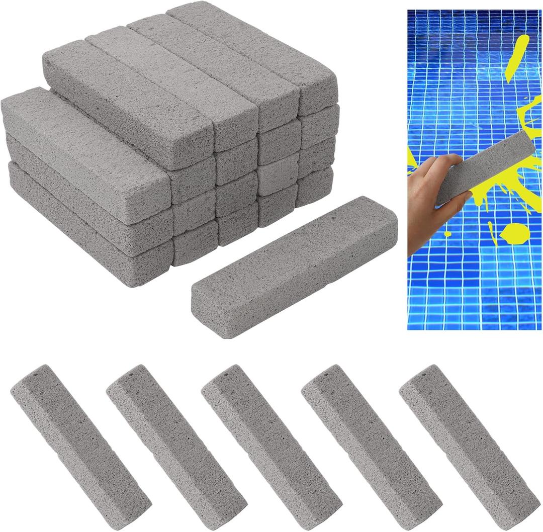 24 Pcs Swimming Pool Pumice Cleaning Stones  Powerful Tile & Grout Cleaner Blocks for Spa, Concrete, and Surface Stain Removal
