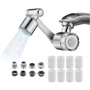 YYKBZ Water Filter For Sink Faucet Extender,1080 Swivel Aerator,2 Modes Spray Sink Water Filter, Brass Faucet Mount Purifier System For Kitchen/Bathroom/Toddlers, Multiple Adapters With 9pcs Filters