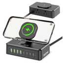 11-in-1 Charging Station USB-C Power Strip, 300W USB C Charger Block, 2AC Outlets 8USB Ports(4USB-C) Surge Protector, 5FT Flat Plug Extension Cord, PD110W Desktop Fast Charging for Home Office, Black