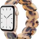 Heesch Tortoise Stretchy Watch Band Compatible with Apple Watch Serise Ultra/SE/8/7/6/5/4/3/2/1, Resin Cute Watch Strap Wristband for iWatch Bracelet for Women Men Girls, 38/40/41mm, 42/44/45/46/49mm, Oval Version