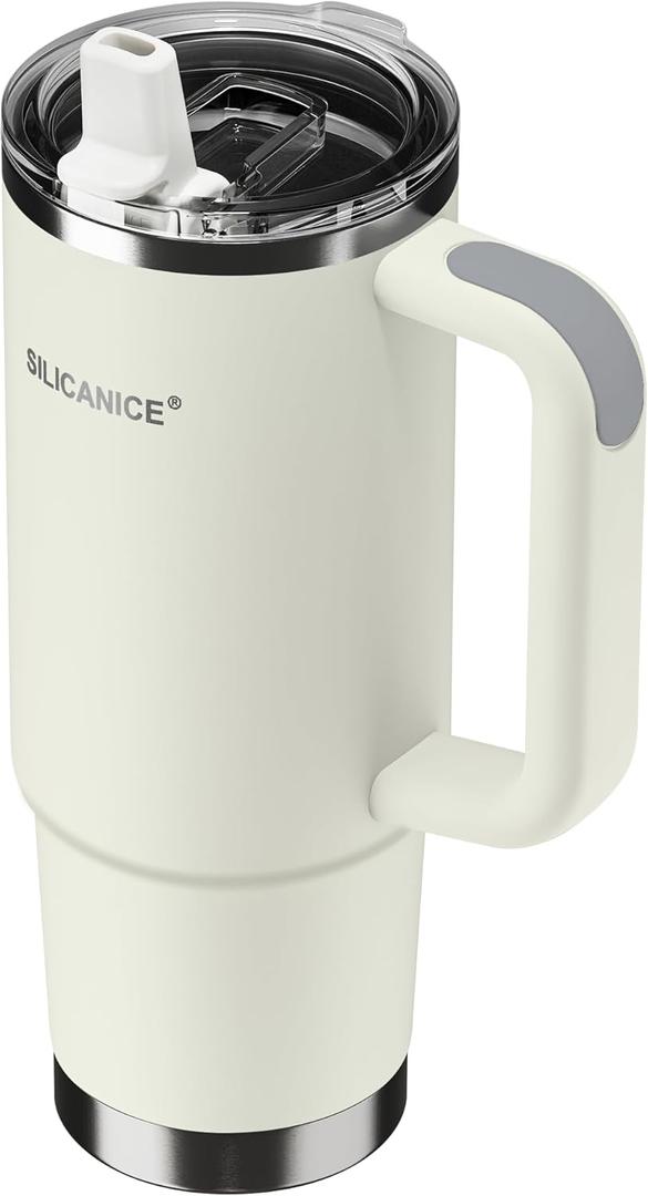 For Travel & Gym  Never Drink from a Moldy Lid Again: 30oz Hygienic Tumbler, 100% Leakproof Lid & Removable Foldable Spout. Reinforced Base, Fits Cup Holders- Cream