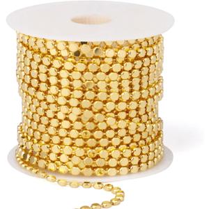 16.5FT Gold Dot Chains Roll, 2.5MM 18K Gold Plated Brass Flat Ball Bead Chains Spool Bulk for Jewelry Making