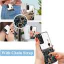 Phone Case for Samsung A03s, Glitter Star for Samsung Galaxy A03s Case Clear with Strap Chain, Shockproof Protective Cover Silicone Pink Slim Anti-Slip Drop Proof (Black)