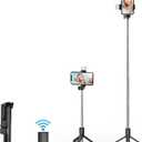 39" Extendable Selfie Stick Tripod With Remote Control for iPhone and Android Phones - Video Recording, Vlogging, Live Streaming - Black