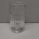 BLOFLO Embossed Glass Vase, 7'' Crystal Glass Vases, Pedestal Big Base Glass Bouquet Vase, Hydroponic Glass Transparent Vase for Home Office Wedding Dining Table Party (Ribbed Pattern)