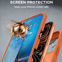 Miracase for iPhone 17 Pro Case with 360 Spin Magnetic Stand, Full-Body Phone Case with Built-in Glass Screen Protector & Camera Control, Drop Proof iPhone 17 Pro Cover, Orange