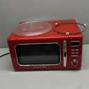 Galanz GLCMKZ11RDR10 Retro Countertop Microwave Oven with Auto Cook & Reheat, Defrost, Quick Start Functions, Easy Clean with Glass Turntable, Pull Handle, 1.1 cu ft, Red