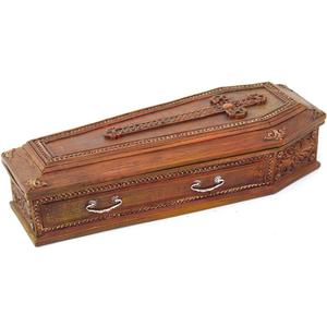 Pacific Giftware PTC 8.25 Inch Cross Embellished Coffin Jewelry/Trinket Box Figurine