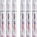 White Paint Markers Pens - Single Color 6 Pack Permanent Oil Based Paint Pen, Medium Tip, Quick Dry and Waterproof Marker for Rock, Wood, Fabric, Plastic, Canvas, Glass, Mugs, Canvas, Glass