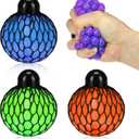 Stress Relief Squeezing Soft Rubber Vent Grape Ball Hand Wrist Toy Funny Geek Gadget Vent Toy, Orange/Blue/Green, 3 Piece