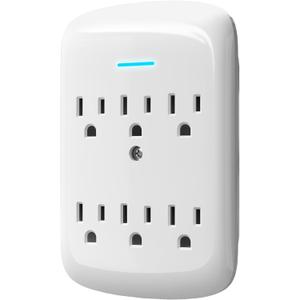 6 Outlet Extender Surge Protector 1 Pack, 980 Joules 3-Prong Grounded Electrical Plug Outlets, Wall-Mountable Power Adapter Wall Tap with Indicator LED Light for Home,Office, Travel, White, ETL Listed