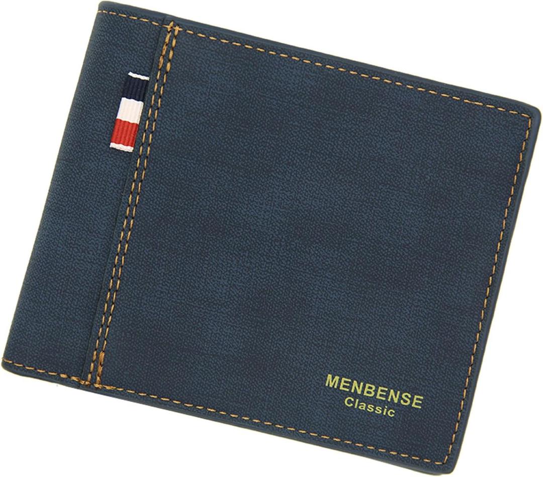 Mens Wallet Bifold Leather Matte Wallet for Men, Thin & Stylish Card Holder with ID Window