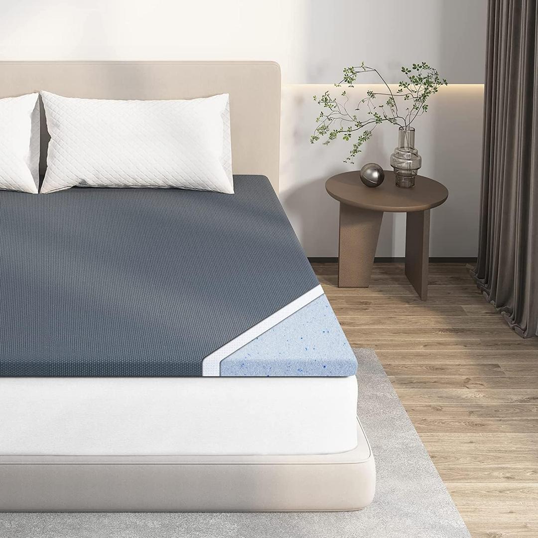 Avenco Memory Foam Mattress Topper Twin, 2 Inch Cooling Mattress Topper Twin, Plush, Grey