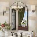 24x32 Inch Arched Bathroom Mirror, Wall Mounted Arch Vanity Mirror for Over Sink, Tempered Glass, Black Aluminum Frame, for Bathroom Bedroom Entryway Living Room