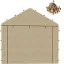 10x20 Carport Replacement Sidewall, Front Panel Canopy Entrance Panel with Zippers and Elastic Ball Bungees, 180G PE Waterproof & UV Protected Replacement Sidewall Cover, Beige