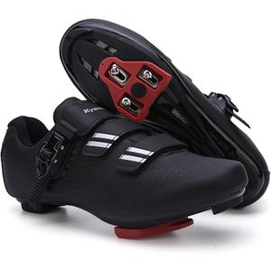 Mens Womens Cycling Shoes Compatible with Pelaton Bike Shoes Road Bike Shoes Riding Bicycle Pre-Installed with Delta Cleats Clip Indoor Outdoor Pedal (Black)