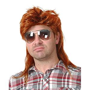 Baruisi 80s Men's Mullet Wig Orange Cosplay Halloween Wig for Fancy Dress Baruisi 80s Men's Mullet Wig Orange Cosplay Halloween Wig for Fancy Dress