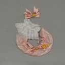 EAVAN Clothes for Labubu – Magical Girl Outfit for 17cm La bubu Dolls, Layered Pink & White Satin Dress with Star Bow, Large Ribbon Headpiece & Magic Wand Accessory – Doll Not Included