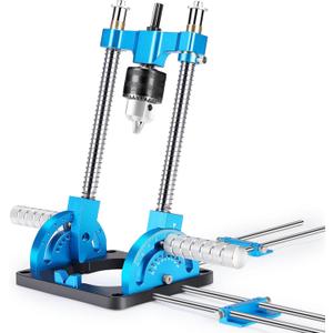 Portable Drill Guide, Multi Angle Drill Guide for Straight Holes, Self-Centering Pins, Drilling Jig w/Chuck & Key, Adjustable Angle from 0 to 60, Chuck Clamping Range for 1/16-1/2" (1.5-13mm)