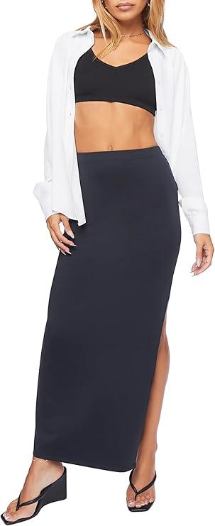 Forever 21 Womens Leg-Slit Maxi Skirt (Small, Black)