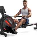 Rowing Machine,Wenoker Magnetic Rower Machine for Home,App Supported 350 LB Weight Capacity, Smooth Whisper Quiet with LCD Monitor Tablet Holder & Comfortable Seat Cushion, Compact and Saves Space (Black Red)