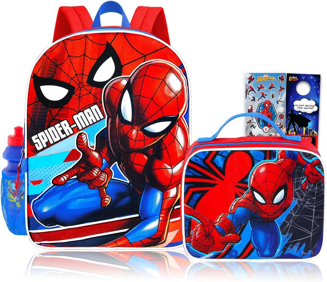 Spider-Man Backpack with Lunchbox Set for Boys School Bundle + More, spiderman school bag, spiderman school backpack